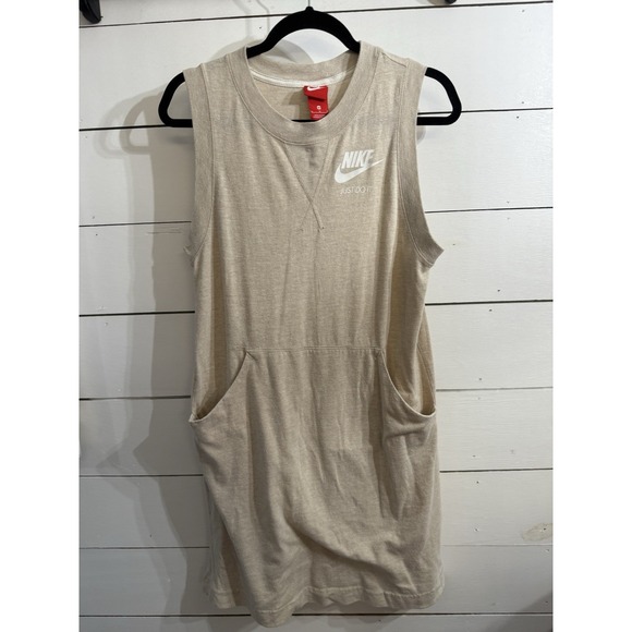 Nike Pants - Nike Sportswear Tan Beige Sleeveless Tennis Dress Y2K Size Medium Pockets Soft